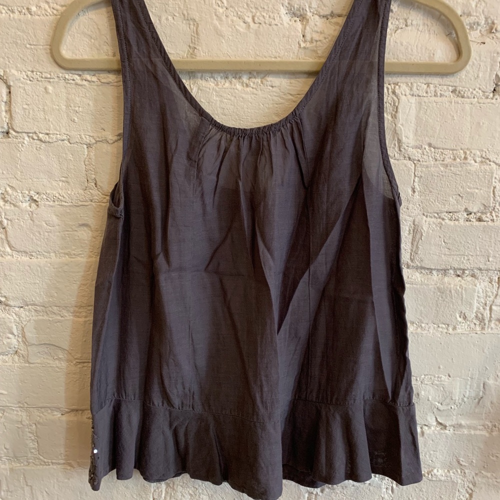 American Eagle Gray Sequin Ruffle Tank - Picture 3 of 7